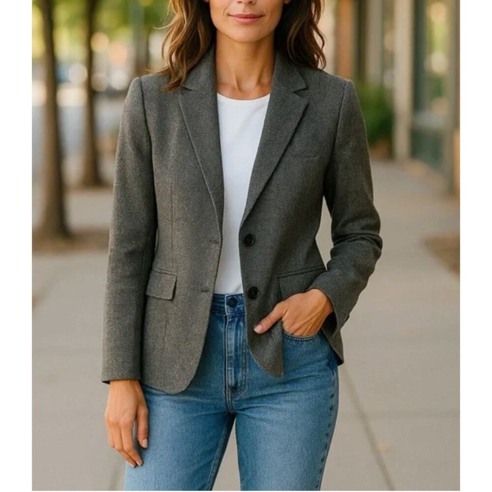 Antonio Melani One Button Tweed Blazer Gray Size 14
